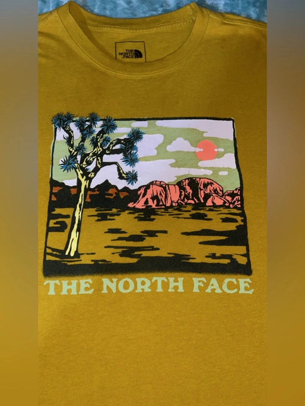 The North Face GI Graphic Tee Men’s Medium Mustard Yellow Joshua Tree Desert